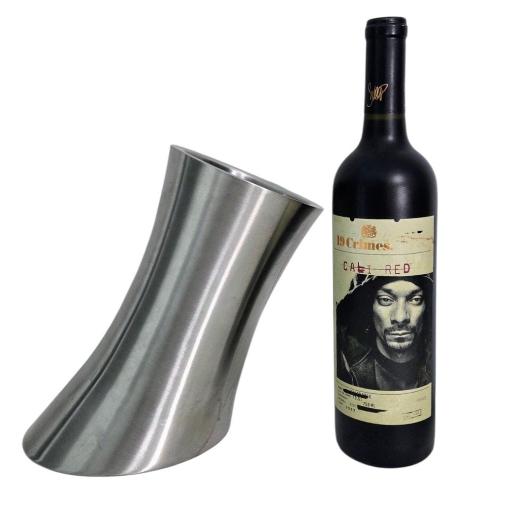 Viski Convex Harrison Silver Stainless Brushed Steel Wine Booze Bottle Chiller